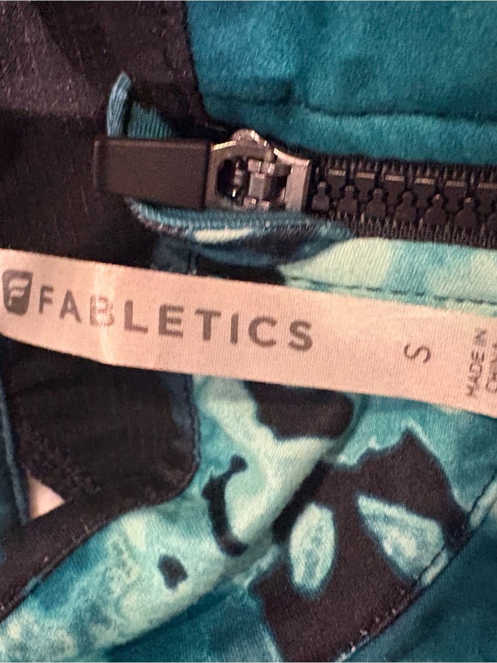 Fabletics Teal & Black Patterned Performance Jacket - Picture 7 of 7